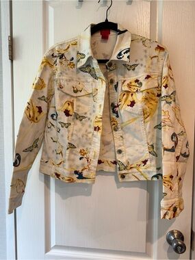 Christina White Denim Jacket with Yellow, Green & Blue Floral Print